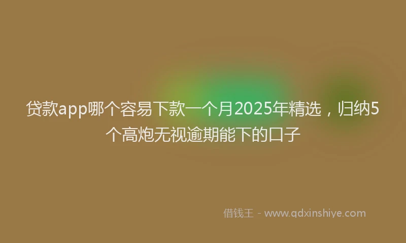 贷款app哪个容易下款一个月2025年精选，归纳5个高炮无视逾期能下的口子