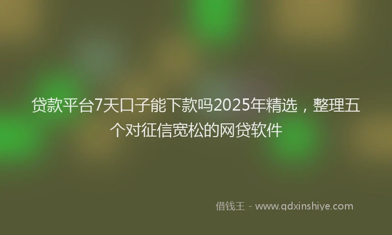 贷款平台7天口子能下款吗2025年精选，整理五个对征信宽松的网贷软件