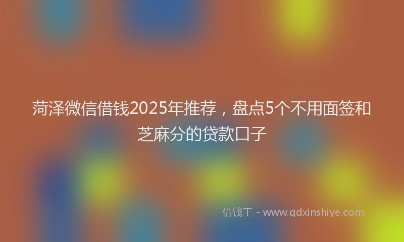 菏泽微信借钱2025年推荐，盘点5个不用面签和芝麻分的贷款口子