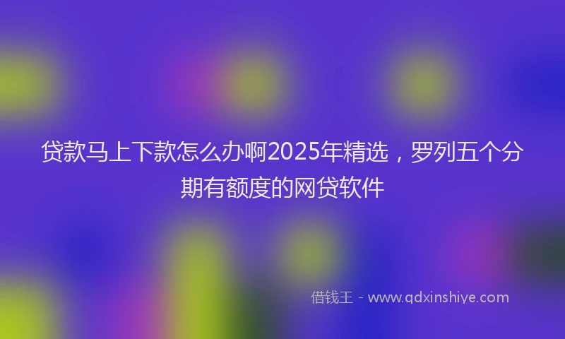 贷款马上下款怎么办啊2025年精选，罗列五个分期有额度的网贷软件