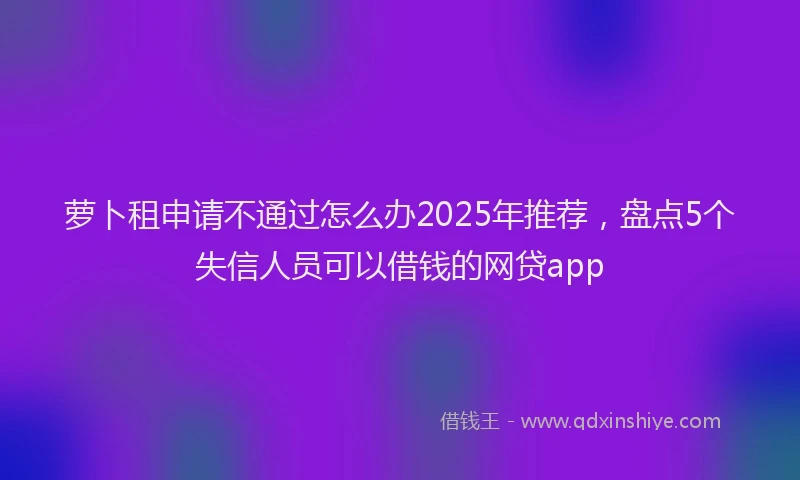 萝卜租申请不通过怎么办2025年推荐，盘点5个失信人员可以借钱的网贷app
