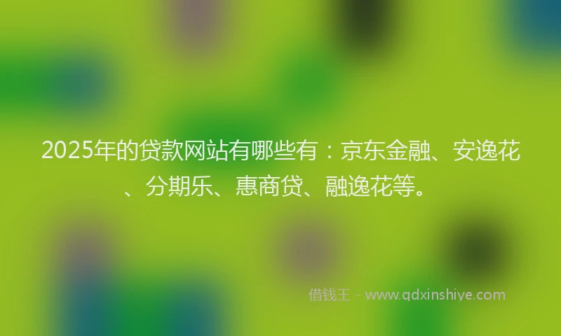 2025年的贷款网站有哪些有：京东金融、安逸花、分期乐、惠商贷、融逸花等。