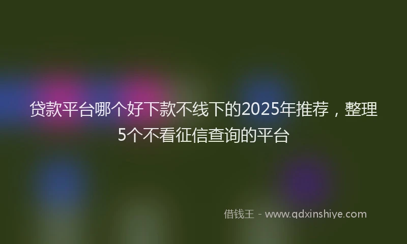 贷款平台哪个好下款不线下的2025年推荐，整理5个不看征信查询的平台