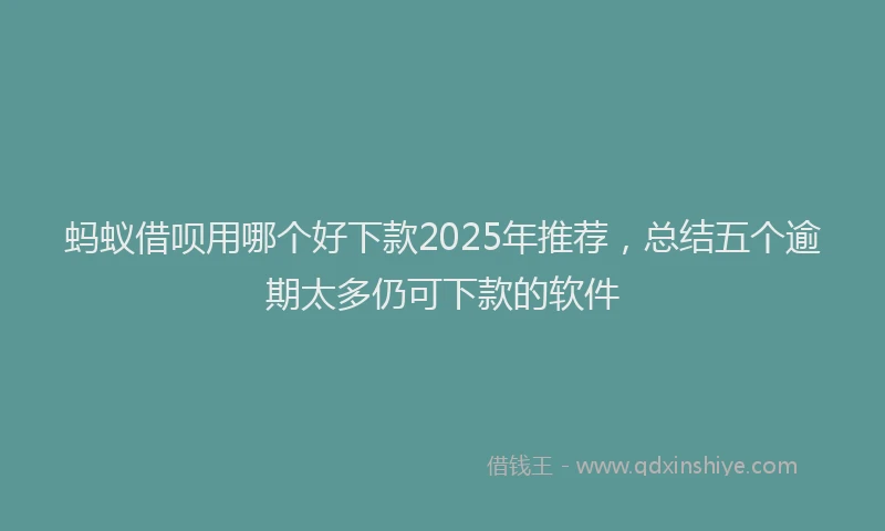 蚂蚁借呗用哪个好下款2025年推荐，总结五个逾期太多仍可下款的软件