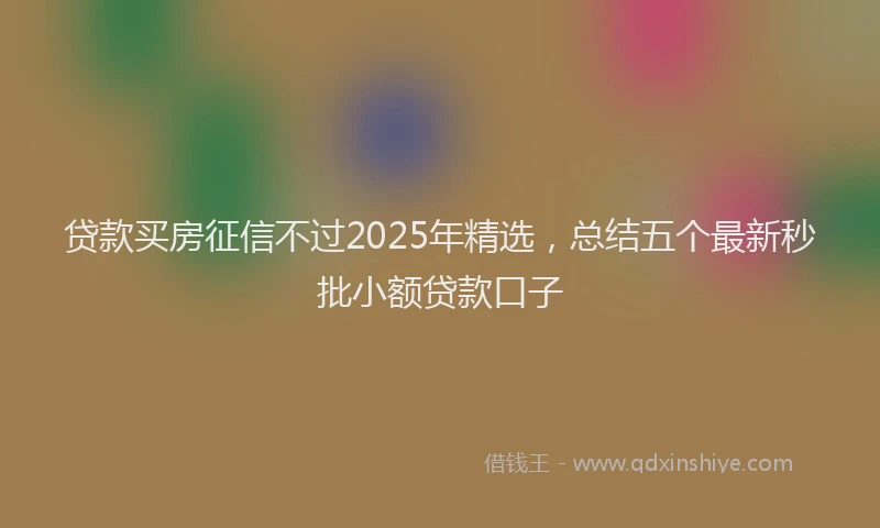 贷款买房征信不过2025年精选，总结五个最新秒批小额贷款口子