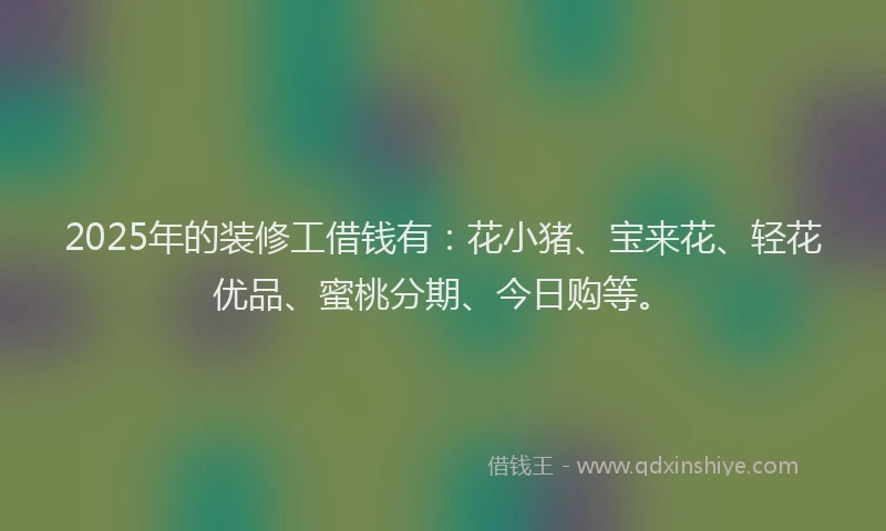 2025年的装修工借钱有：花小猪、宝来花、轻花优品、蜜桃分期、今日购等。