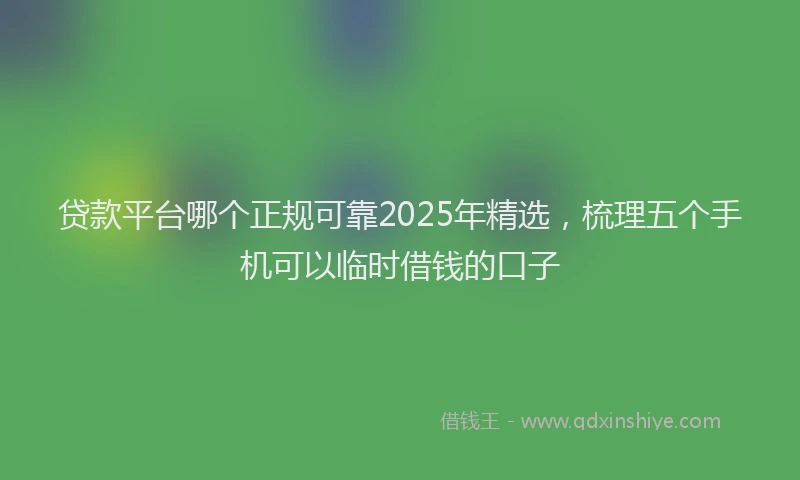 贷款平台哪个正规可靠2025年精选，梳理五个手机可以临时借钱的口子