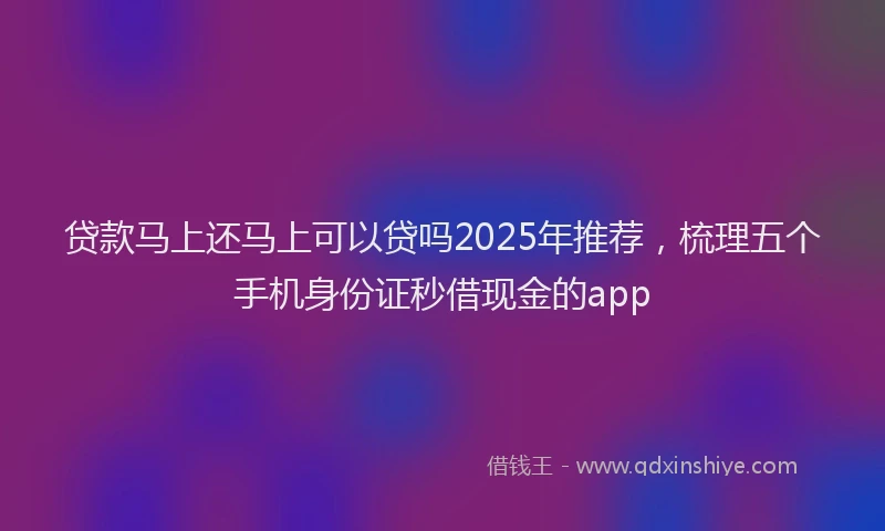 贷款马上还马上可以贷吗2025年推荐，梳理五个手机身份证秒借现金的app