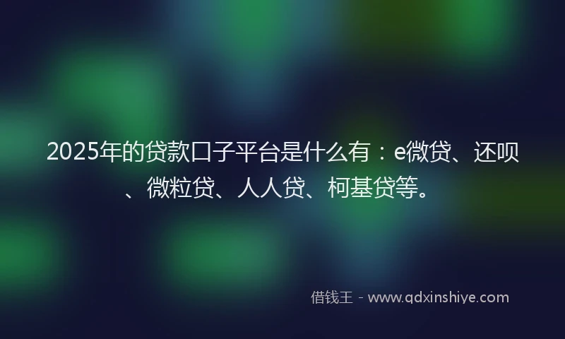 2025年的贷款口子平台是什么有：e微贷、还呗、微粒贷、人人贷、柯基贷等。