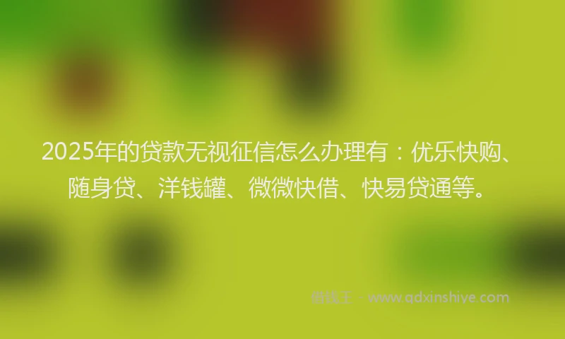 2025年的贷款无视征信怎么办理有：优乐快购、随身贷、洋钱罐、微微快借、快易贷通等。