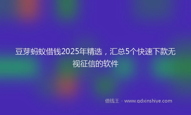 豆芽蚂蚁借钱2025年精选，汇总5个快速下款无视征信的软件