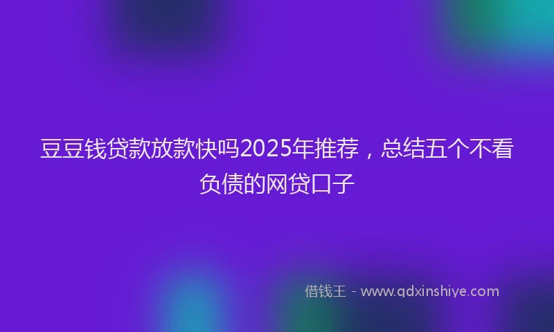 豆豆钱贷款放款快吗2025年推荐，总结五个不看负债的网贷口子