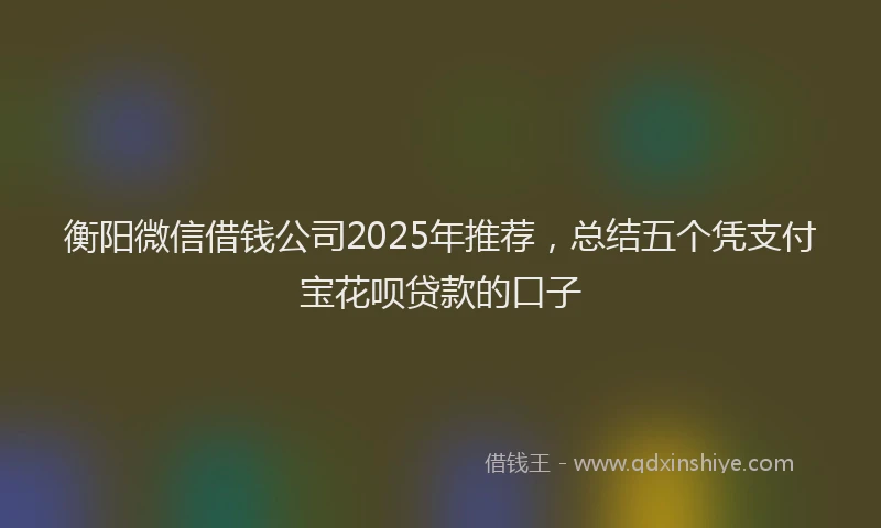 衡阳微信借钱公司2025年推荐，总结五个凭支付宝花呗贷款的口子