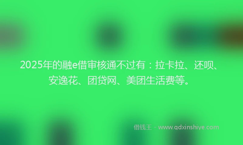 2025年的融e借审核通不过有：拉卡拉、还呗、安逸花、团贷网、美团生活费等。