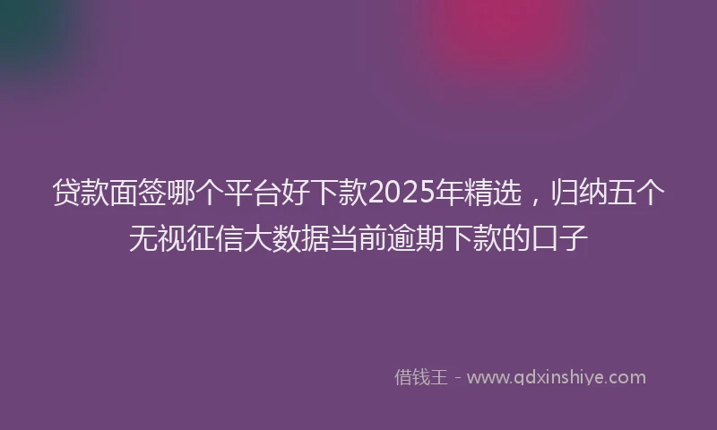 贷款面签哪个平台好下款2025年精选，归纳五个无视征信大数据当前逾期下款的口子
