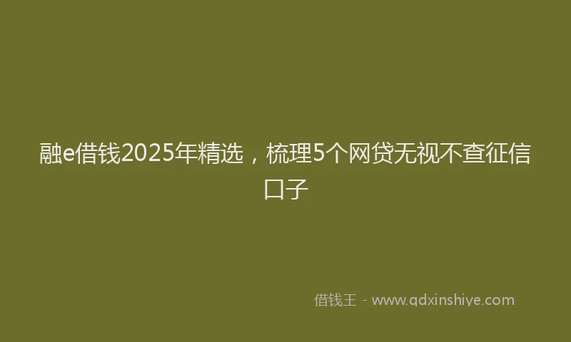 融e借钱2025年精选，梳理5个网贷无视不查征信口子