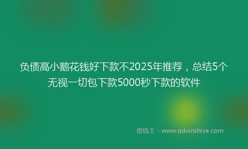 负债高小鹅花钱好下款不2025年推荐，总结5个无视一切包下款5000秒下款的软件