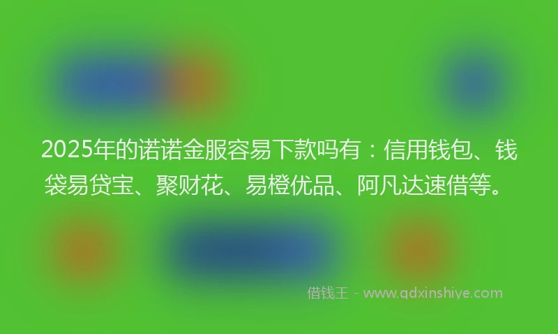 2025年的诺诺金服容易下款吗有：信用钱包、钱袋易贷宝、聚财花、易橙优品、阿凡达速借等。