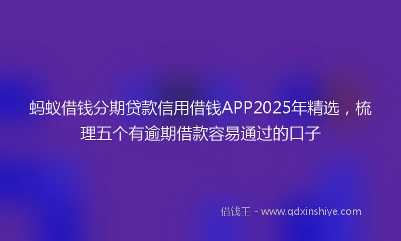 蚂蚁借钱分期贷款信用借钱APP2025年精选，梳理五个有逾期借款容易通过的口子