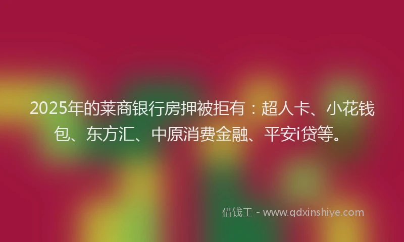 2025年的莱商银行房押被拒有：超人卡、小花钱包、东方汇、中原消费金融、平安i贷等。