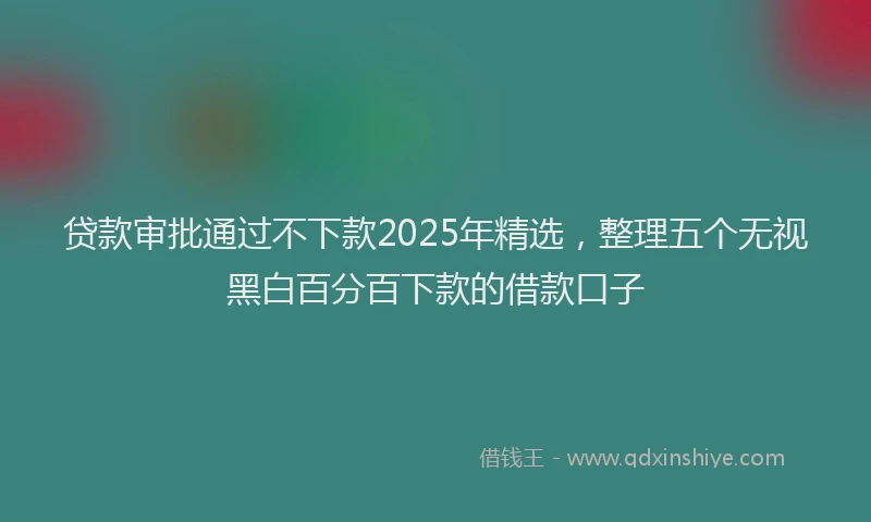贷款审批通过不下款2025年精选，整理五个无视黑白百分百下款的借款口子