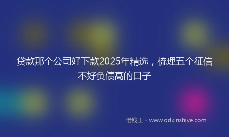贷款那个公司好下款2025年精选，梳理五个征信不好负债高的口子