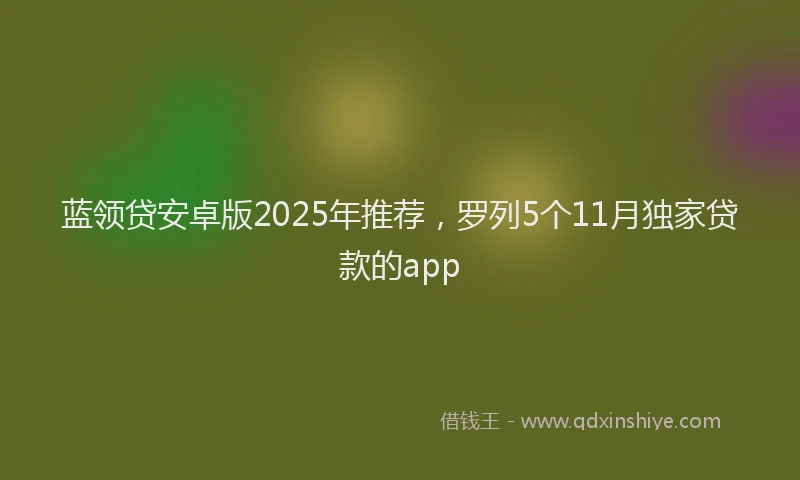 蓝领贷安卓版2025年推荐，罗列5个11月独家贷款的app