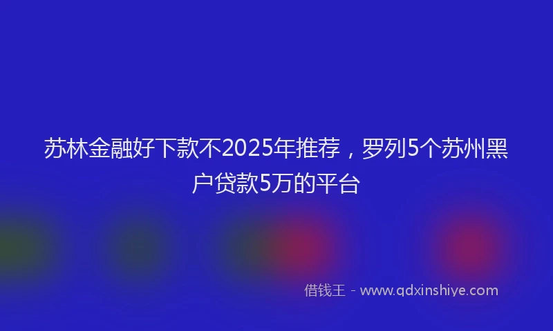 苏林金融好下款不2025年推荐，罗列5个苏州黑户贷款5万的平台