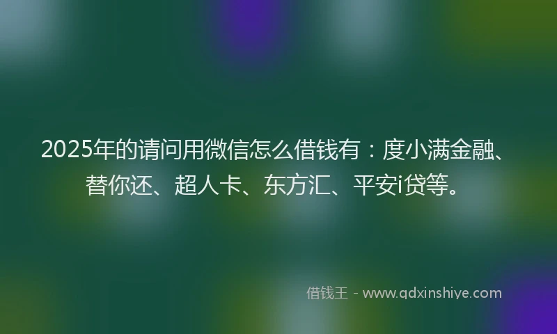 2025年的请问用微信怎么借钱有：度小满金融、替你还、超人卡、东方汇、平安i贷等。