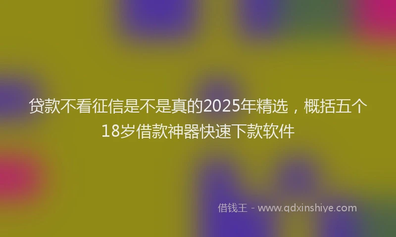 贷款不看征信是不是真的2025年精选，概括五个18岁借款神器快速下款软件