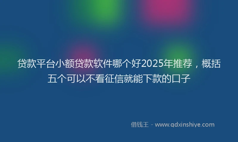 贷款平台小额贷款软件哪个好2025年推荐，概括五个可以不看征信就能下款的口子