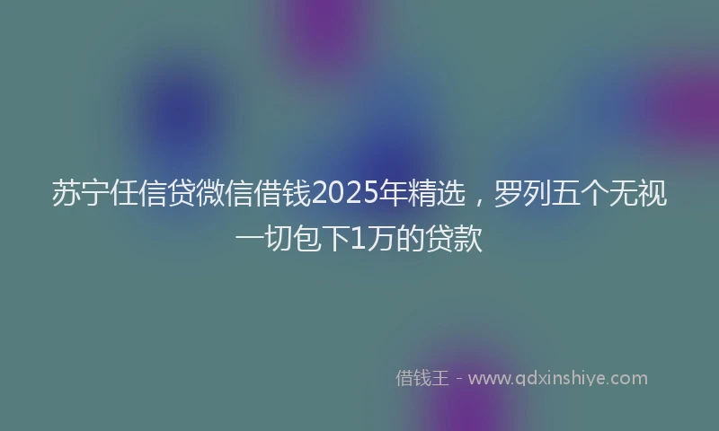 苏宁任信贷微信借钱2025年精选，罗列五个无视一切包下1万的贷款