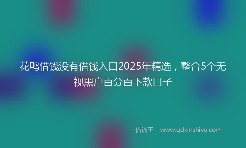 花鸭借钱没有借钱入口2025年精选，整合5个无视黑户百分百下款口子