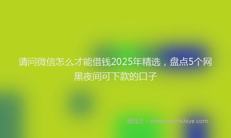 请问微信怎么才能借钱2025年精选，盘点5个网黑夜间可下款的口子