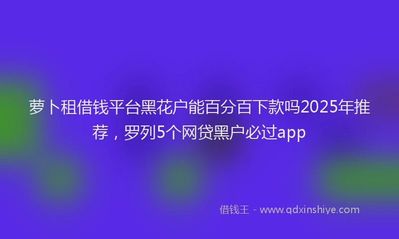 萝卜租借钱平台黑花户能百分百下款吗2025年推荐，罗列5个网贷黑户必过app