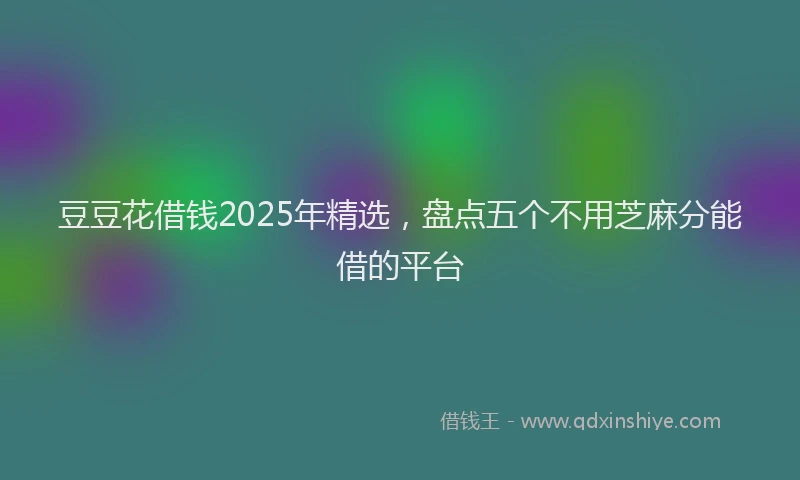 豆豆花借钱2025年精选，盘点五个不用芝麻分能借的平台