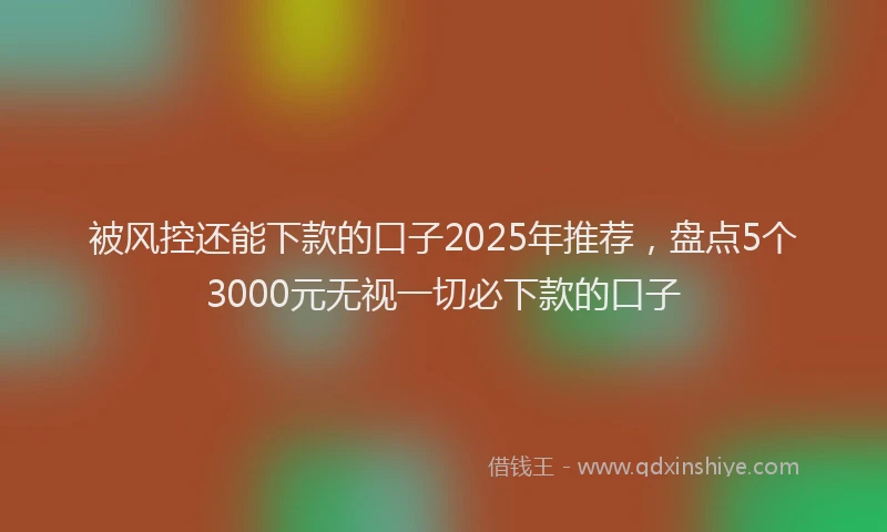 被风控还能下款的口子2025年推荐，盘点5个3000元无视一切必下款的口子