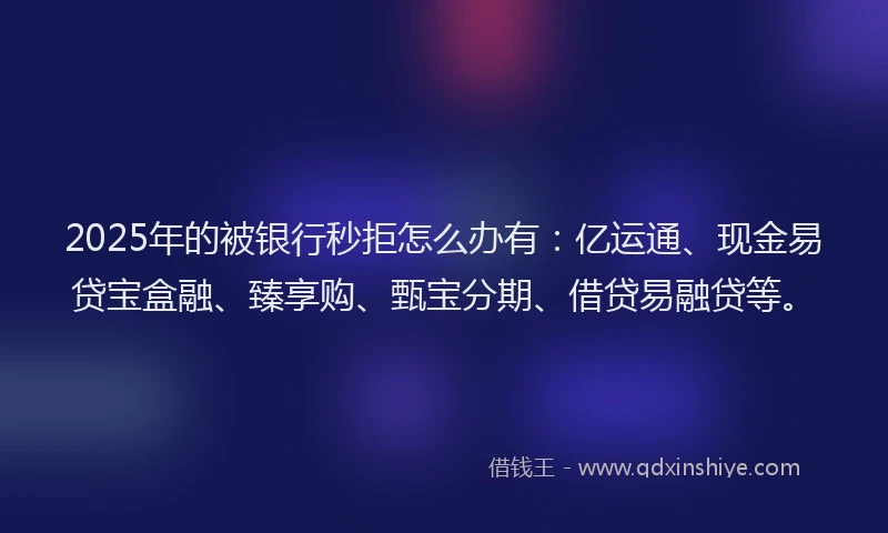 2025年的被银行秒拒怎么办有：亿运通、现金易贷宝盒融、臻享购、甄宝分期、借贷易融贷等。