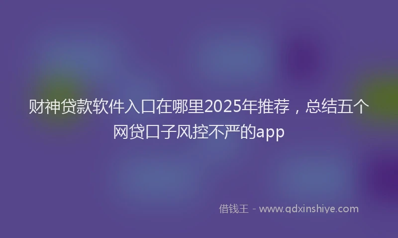财神贷款软件入口在哪里2025年推荐，总结五个网贷口子风控不严的app