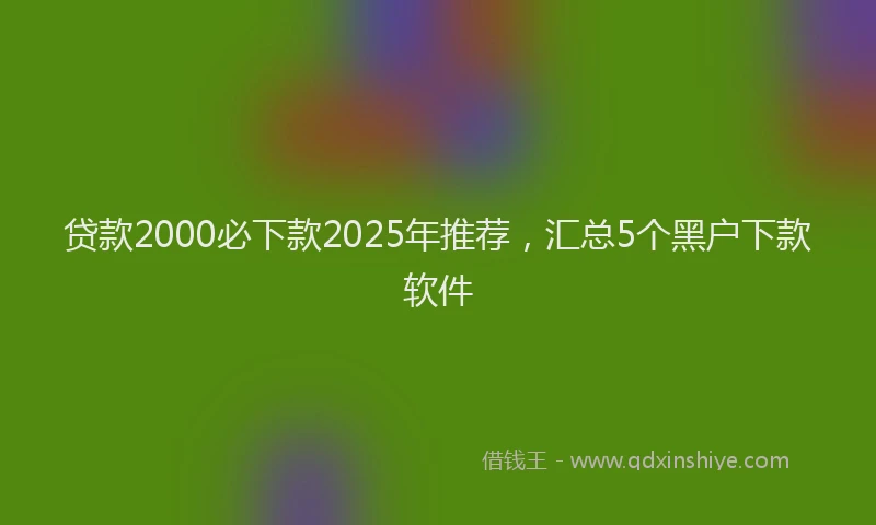 贷款2000必下款2025年推荐，汇总5个黑户下款软件