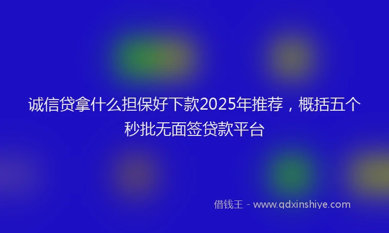 诚信贷拿什么担保好下款2025年推荐，概括五个秒批无面签贷款平台