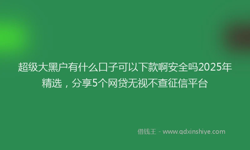 超级大黑户有什么口子可以下款啊安全吗2025年精选，分享5个网贷无视不查征信平台