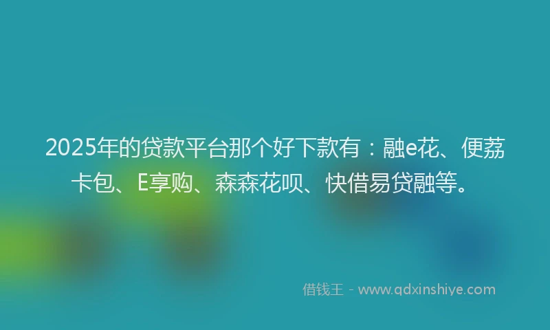 2025年的贷款平台那个好下款有：融e花、便荔卡包、E享购、森森花呗、快借易贷融等。