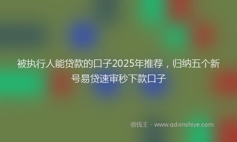 被执行人能贷款的口子2025年推荐，归纳五个新号易贷速审秒下款口子