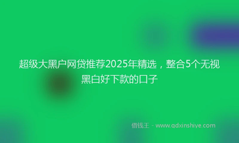 超级大黑户网贷推荐2025年精选，整合5个无视黑白好下款的口子