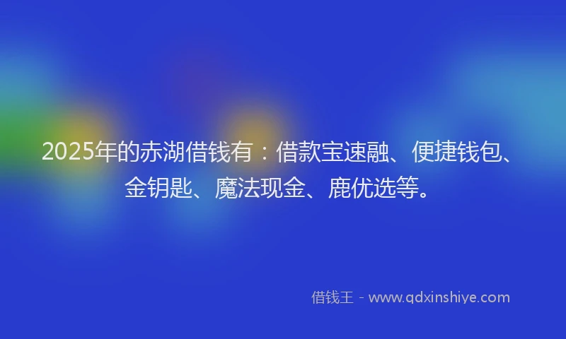 2025年的赤湖借钱有：借款宝速融、便捷钱包、金钥匙、魔法现金、鹿优选等。