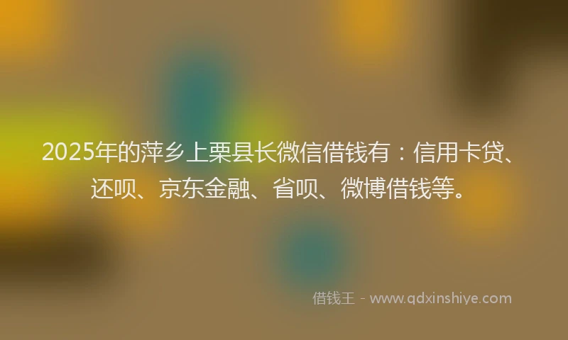 2025年的萍乡上栗县长微信借钱有：信用卡贷、还呗、京东金融、省呗、微博借钱等。