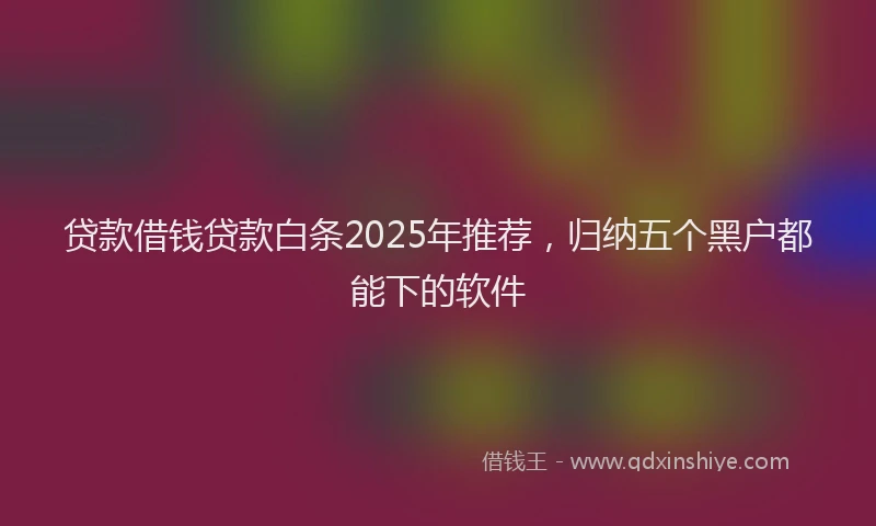 贷款借钱贷款白条2025年推荐，归纳五个黑户都能下的软件