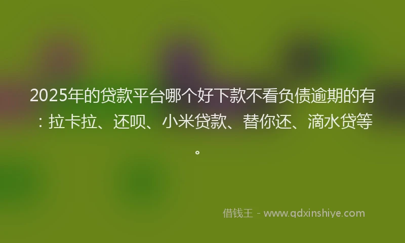 2025年的贷款平台哪个好下款不看负债逾期的有：拉卡拉、还呗、小米贷款、替你还、滴水贷等。