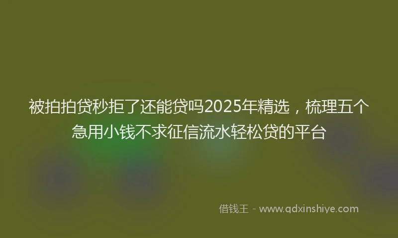 被拍拍贷秒拒了还能贷吗2025年精选，梳理五个急用小钱不求征信流水轻松贷的平台